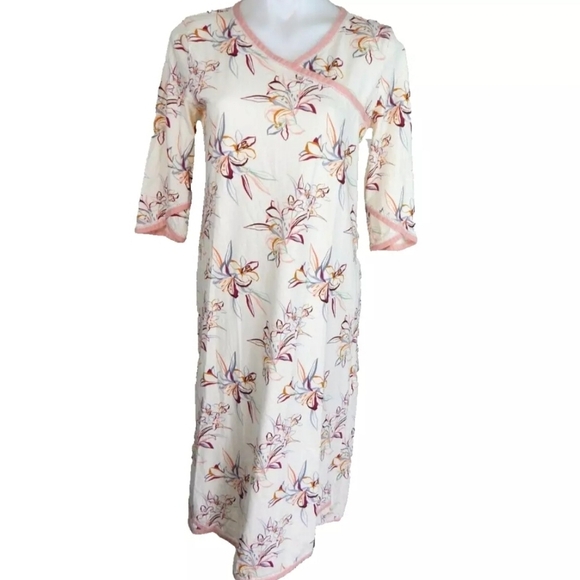 Garnet Hill Asian Wrap Floral Nightgown - Picture 1 of 3